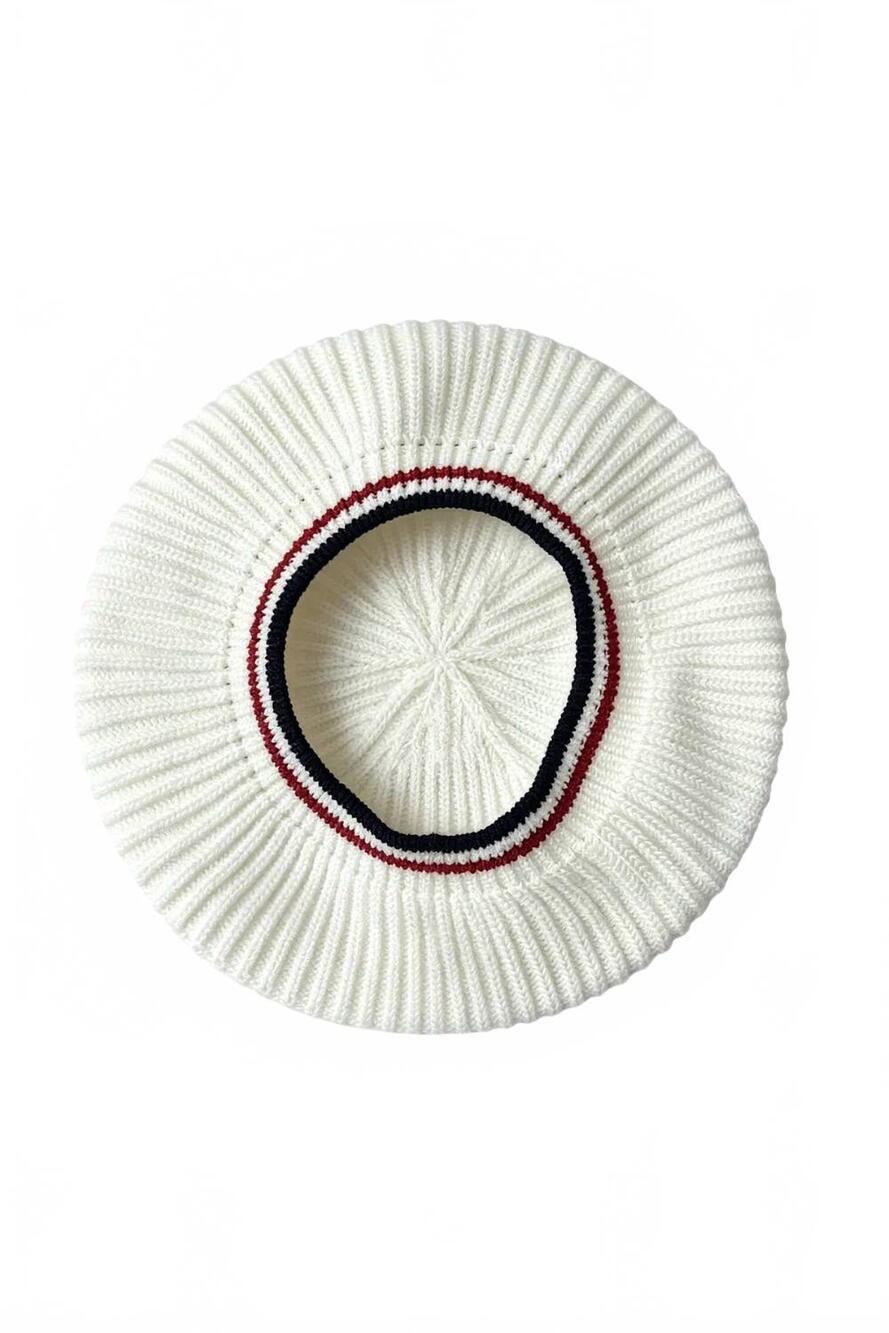NEW BRUNELLO CUCINELLI women's striped band ribbed knit hats in cream